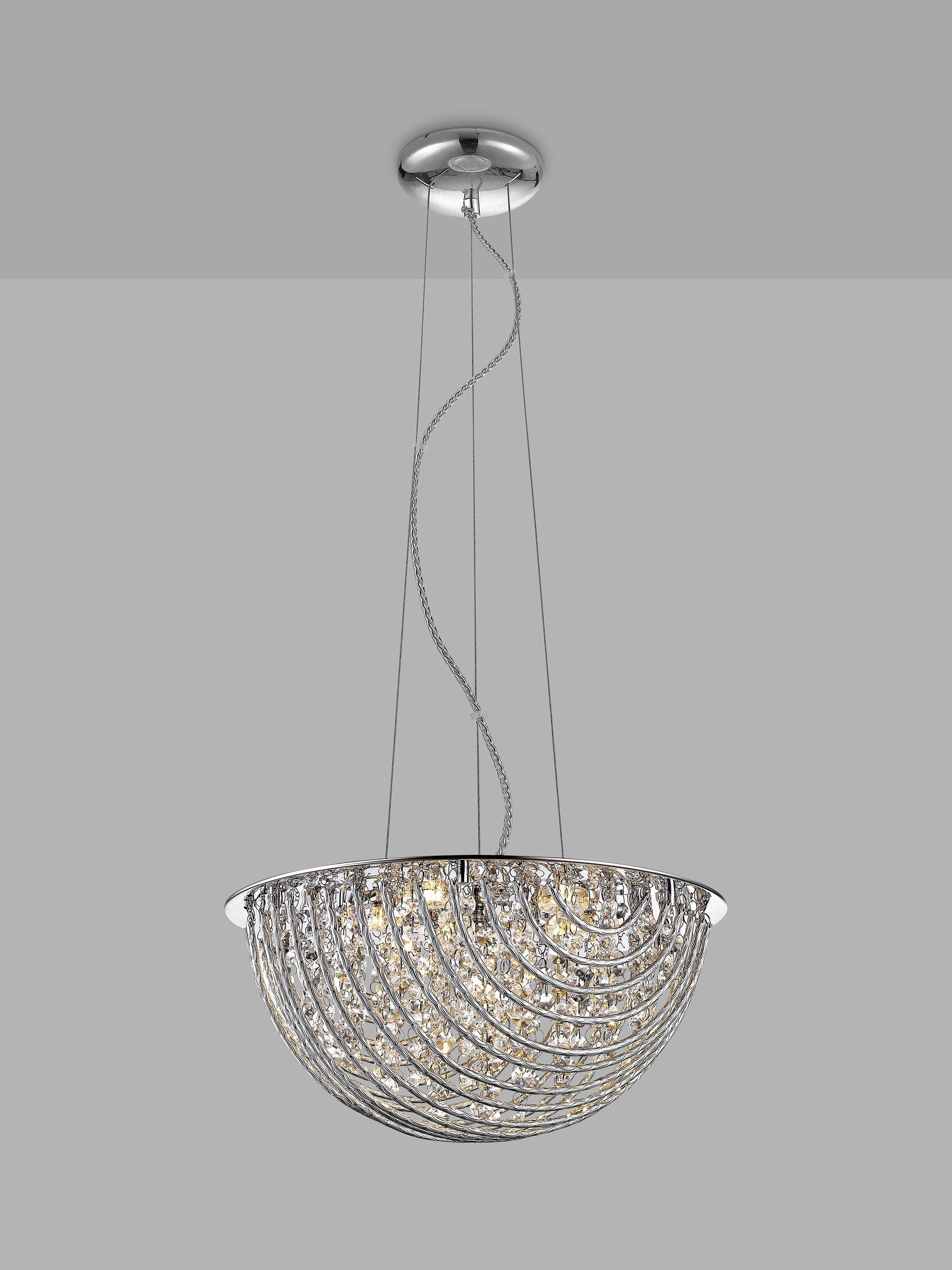 Impex Millie Crystal Ceiling Light, Medium, Chrome