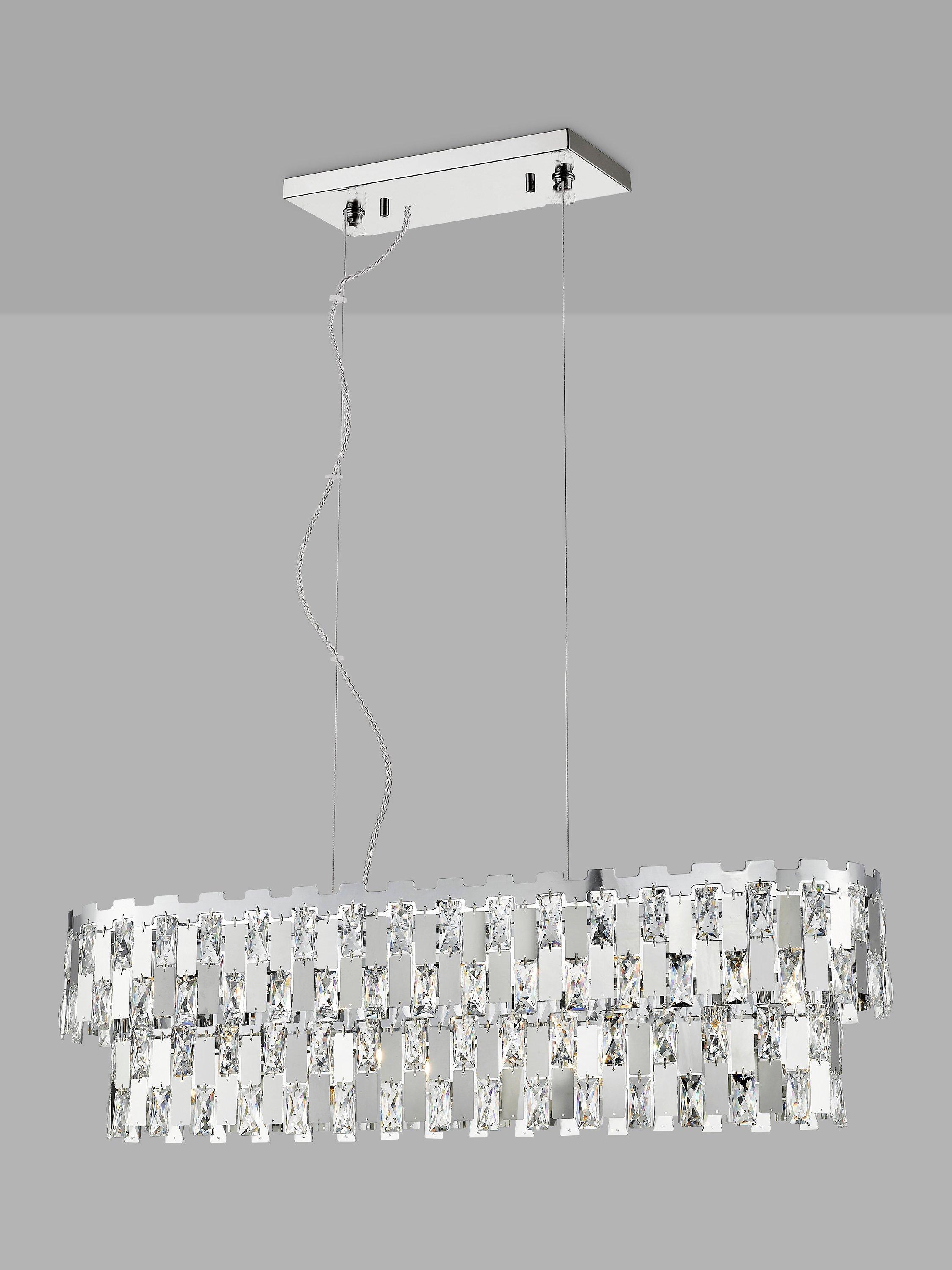Impex Alma Crystal Bar Ceiling Light, Chrome