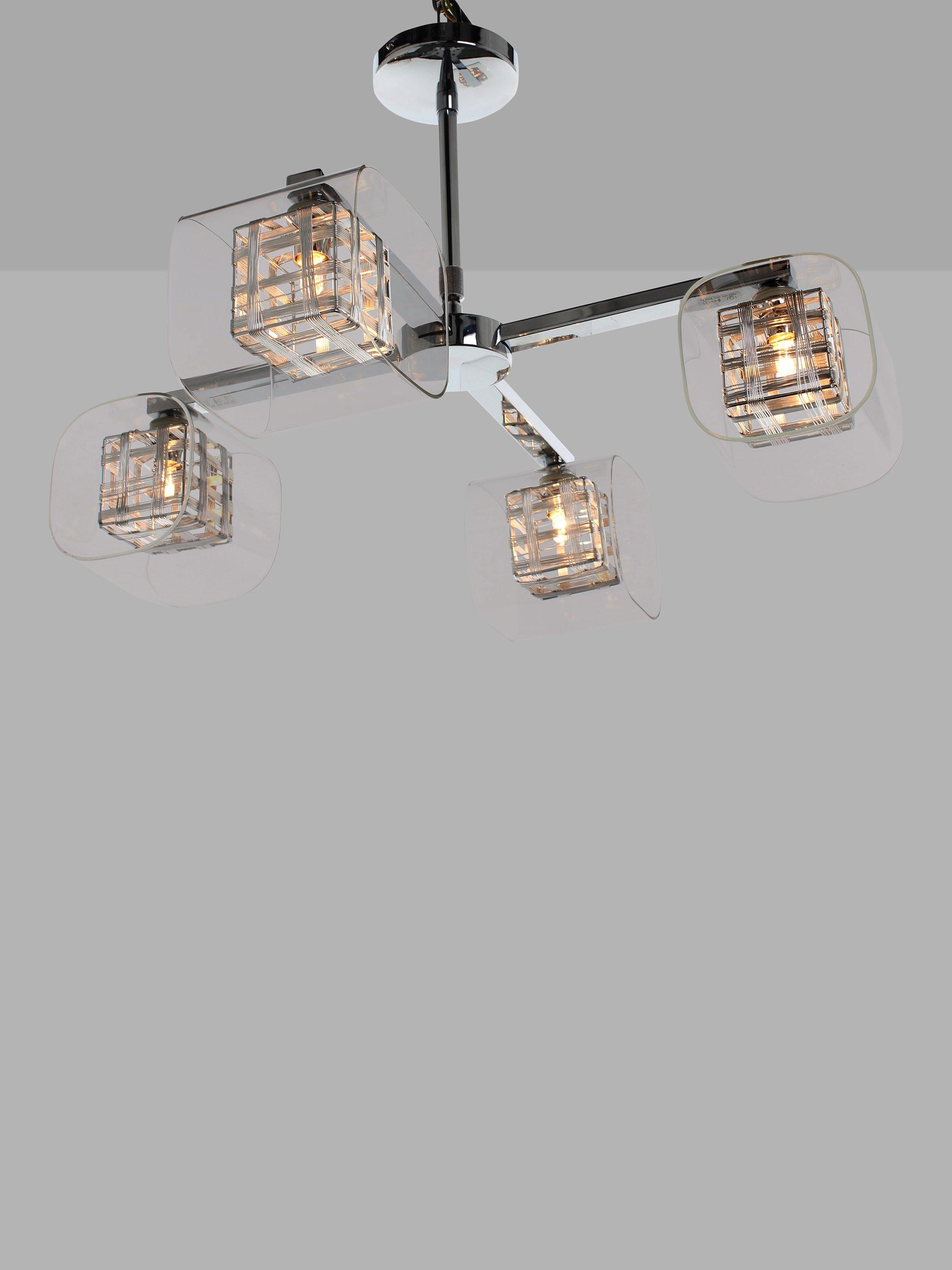 Impex Avignon Glass Cube Ceiling Light, Chrome