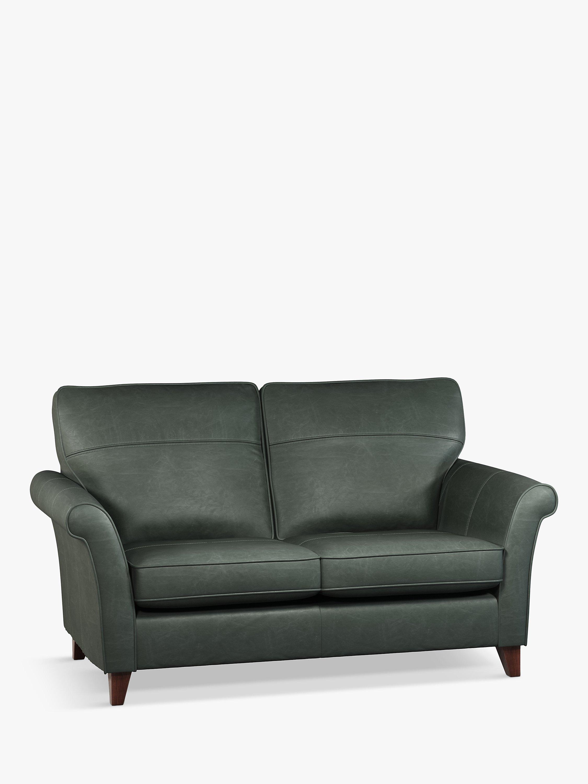 Charlotte Range, John Lewis Charlotte High Back Medium 2 Seater Leather Sofa, Dark Leg, Sellvagio Green