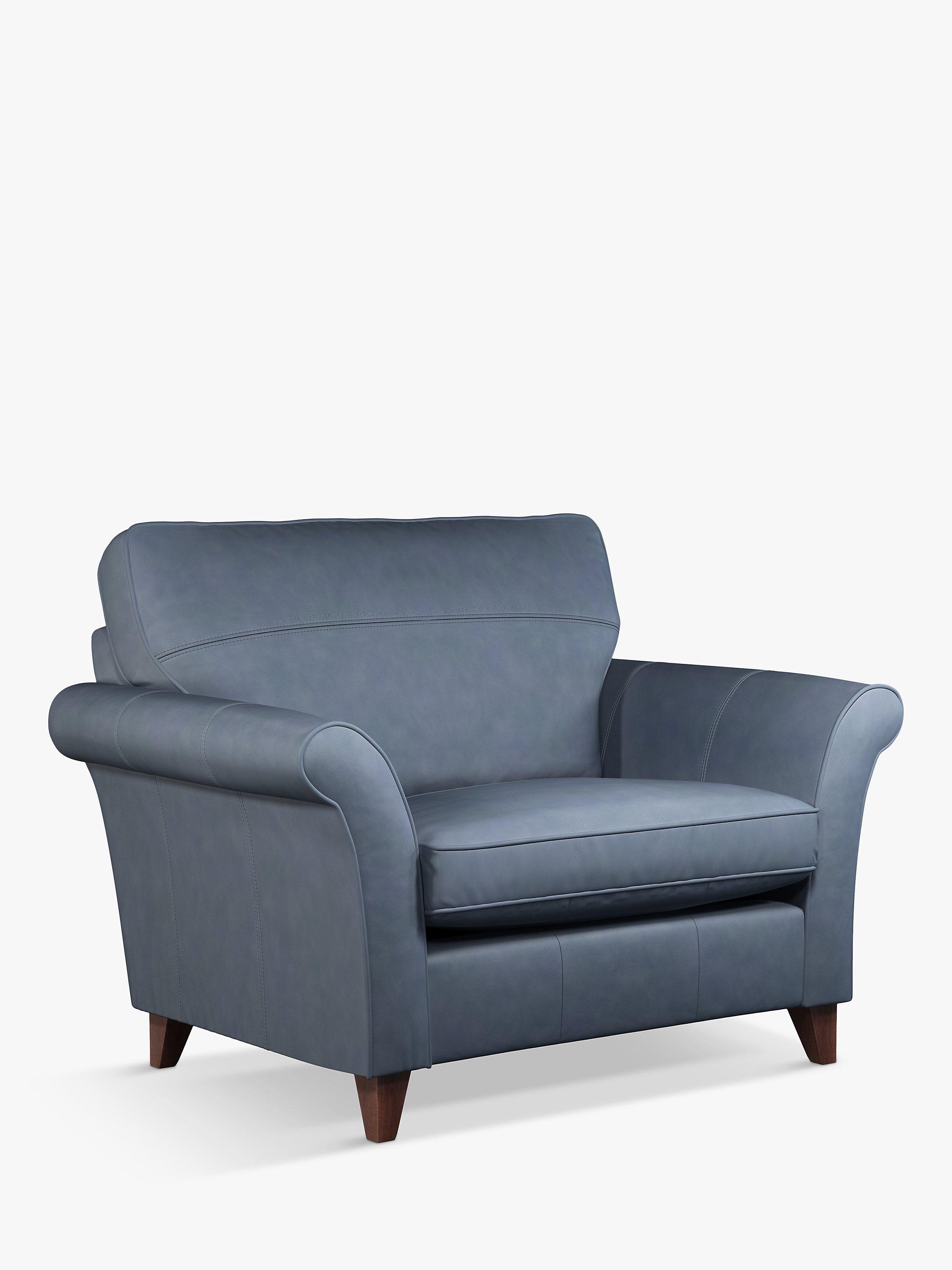Charlotte Range, John Lewis Charlotte High Back Leather Snuggler, Dark Leg, Soft Touch Blue