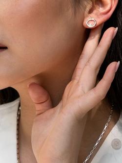 Dower & Hall Open Circle Pearl Stud Earrings, Silver - view 2, Silver Silver