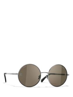 CHANEL Round Sunglasses CH4268 Shiny Gunmetal/Brown, Shiny Gunmetal/Brown