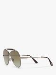 TOM FORD FT0818 Unisex Holden Aviator Sunglasses, Gold/Mirror Brown