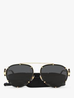 Versace VE2232 Women's Aviator Sunglasses, Black/Gold - view 2, Black/Gold