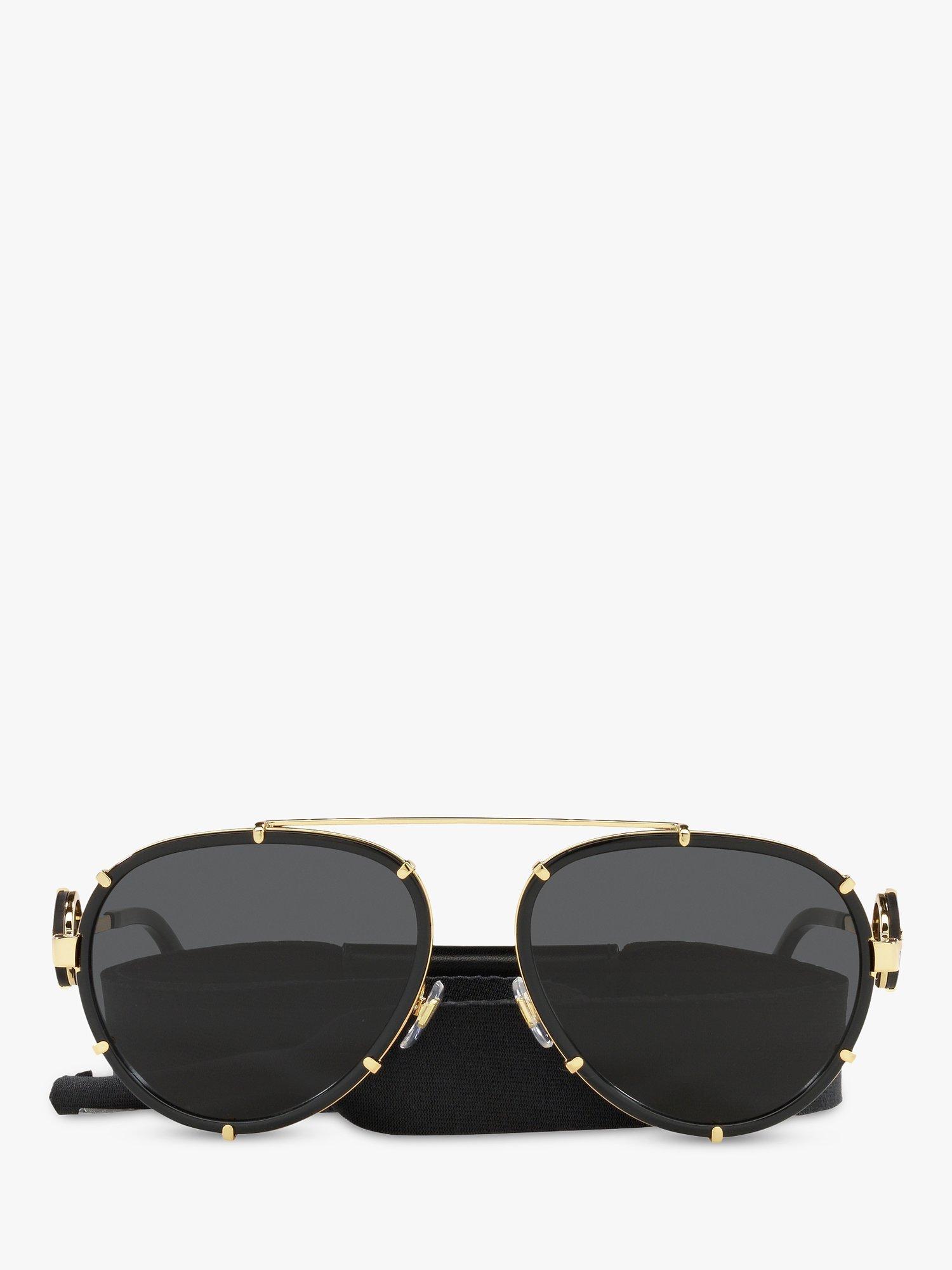 Product image 3 of 6, which shows Versace VE2232 Women's Aviator Sunglasses, Black/Gold