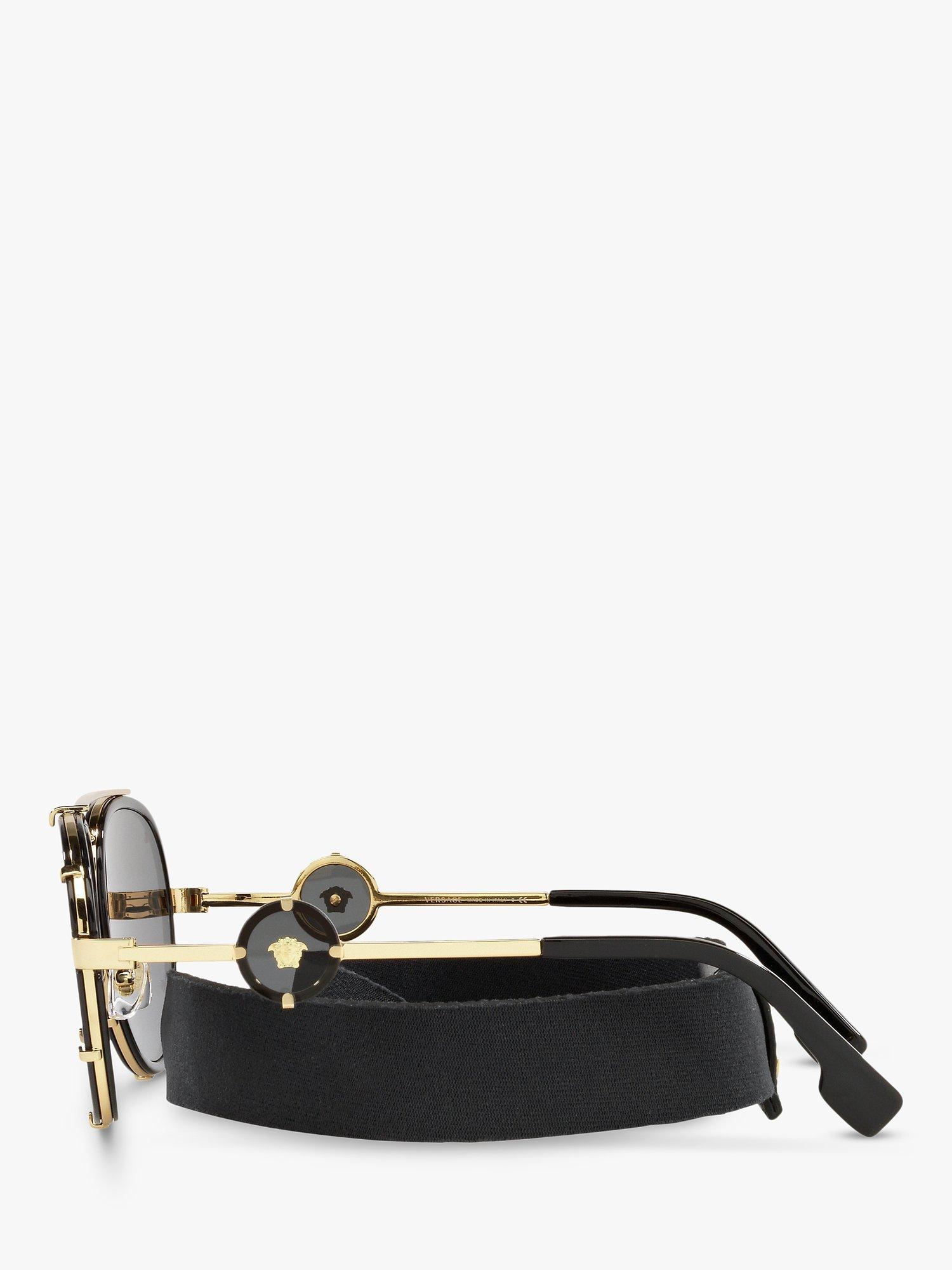 Product image 4 of 6, which shows Versace VE2232 Women's Aviator Sunglasses, Black/Gold