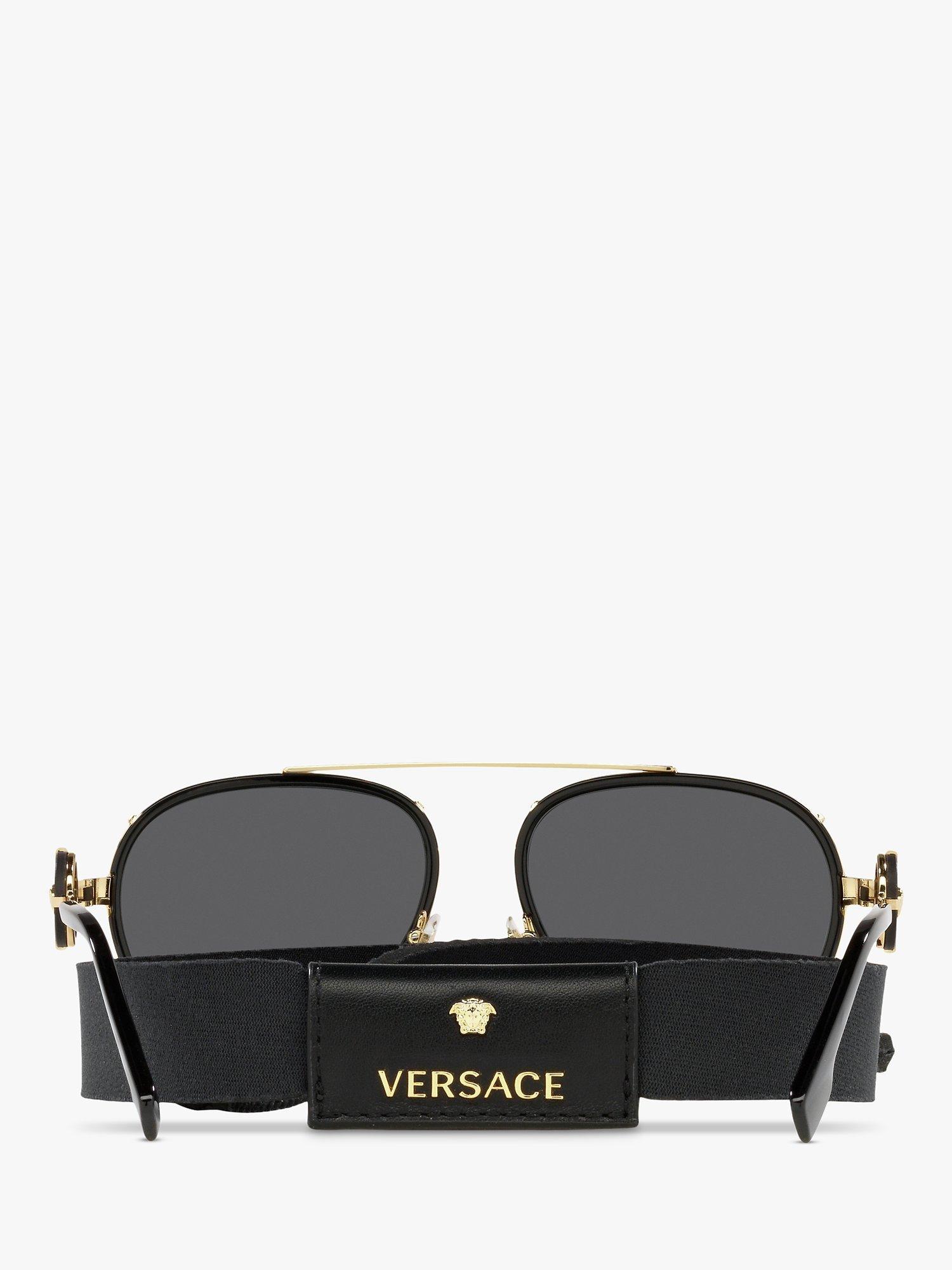 Product image 5 of 6, which shows Versace VE2232 Women's Aviator Sunglasses, Black/Gold