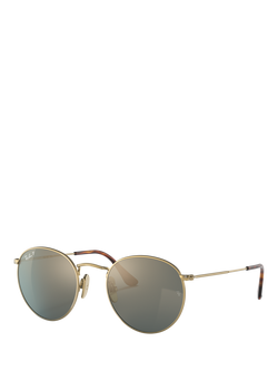 Ray-Ban RB8247 Unisex Polarised Round Sunglasses, Gold/Mirror Grey, Gold/Mirror Grey