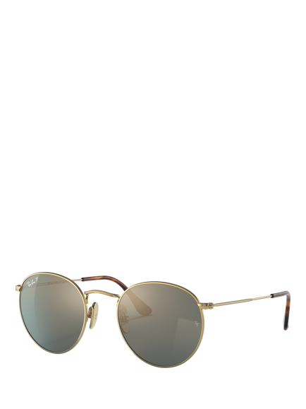 Ray-Ban RB8247 Unisex Polarised Round Sunglasses, Gold/Mirror Grey, Gold/Mirror Grey