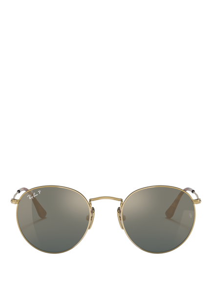 Ray-Ban RB8247 Unisex Polarised Round Sunglasses, Gold/Mirror Grey - view 2, Gold/Mirror Grey