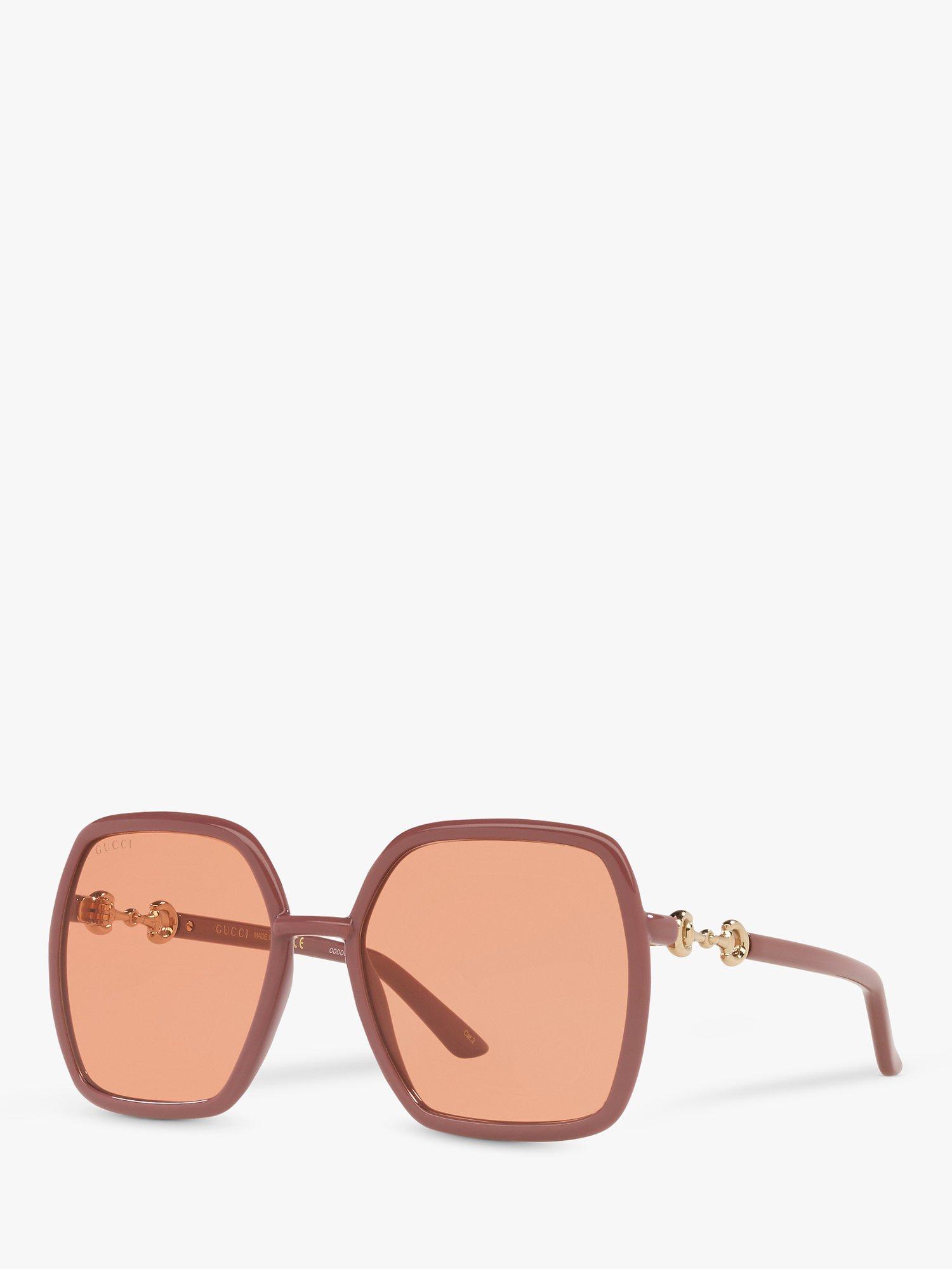 Gucci GG0890S Women's Square Sunglasses, Dusty Pink/Orange
