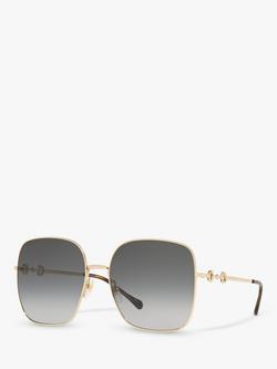 Gucci GG0879S Women's Square Sunglasses, Gold/Grey Gradient