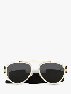 Versace VE2232 Women's Aviator Sunglasses, White on Gold/Black - view 2, White on Gold/Black