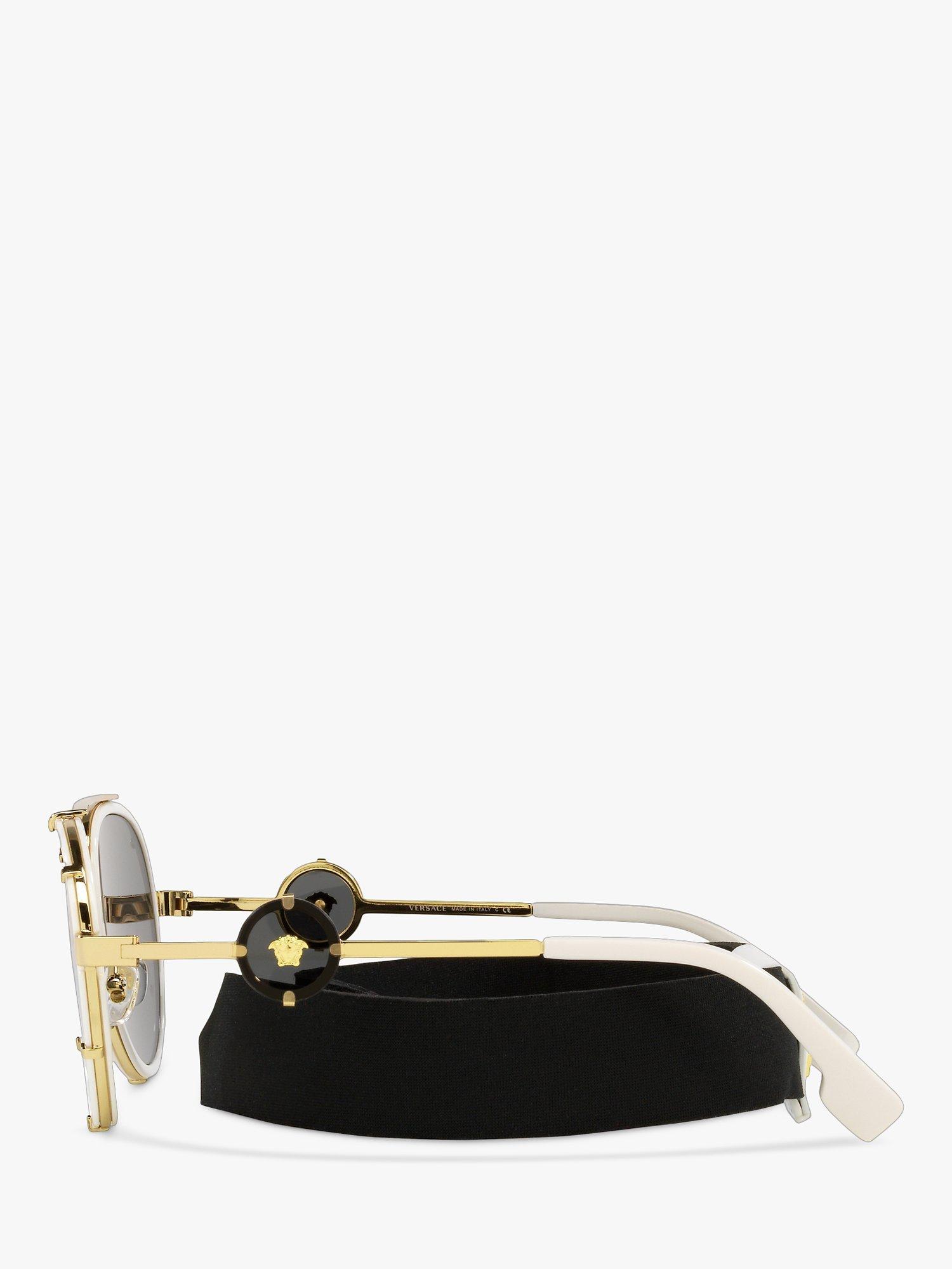 Product image 3 of 4, which shows Versace VE2232 Women's Aviator Sunglasses, White on Gold/Black