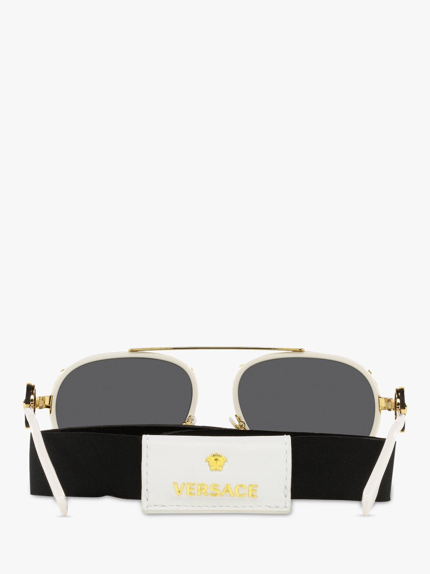 Product image 4 of 4, which shows Versace VE2232 Women's Aviator Sunglasses, White on Gold/Black