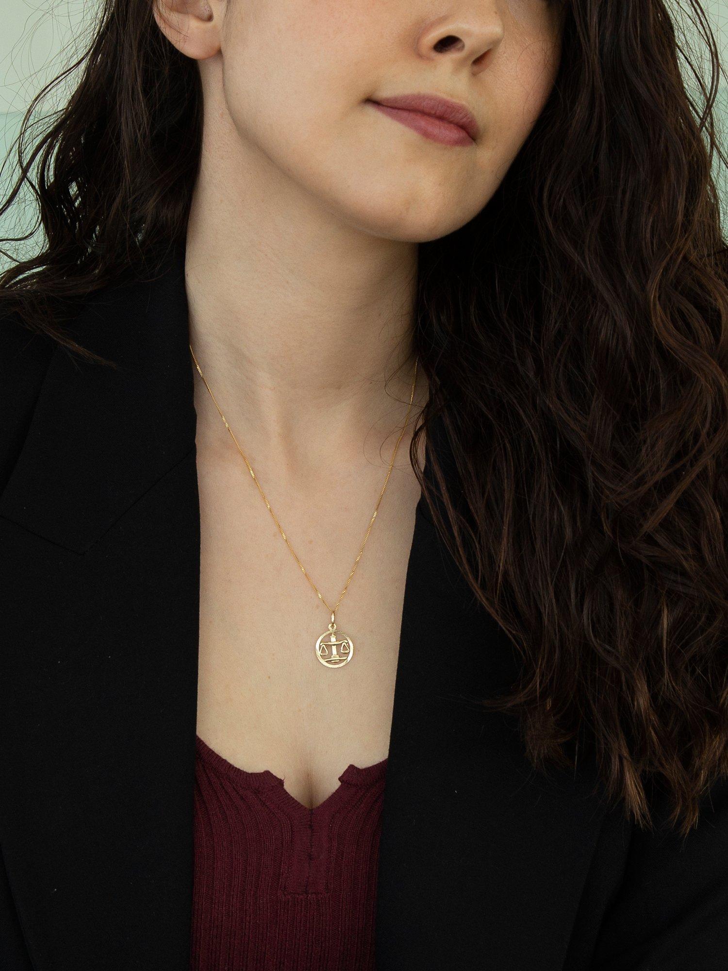 Product image 2 of 4, which shows IBB 9ct Yellow Gold Zodiac Necklace, Libra