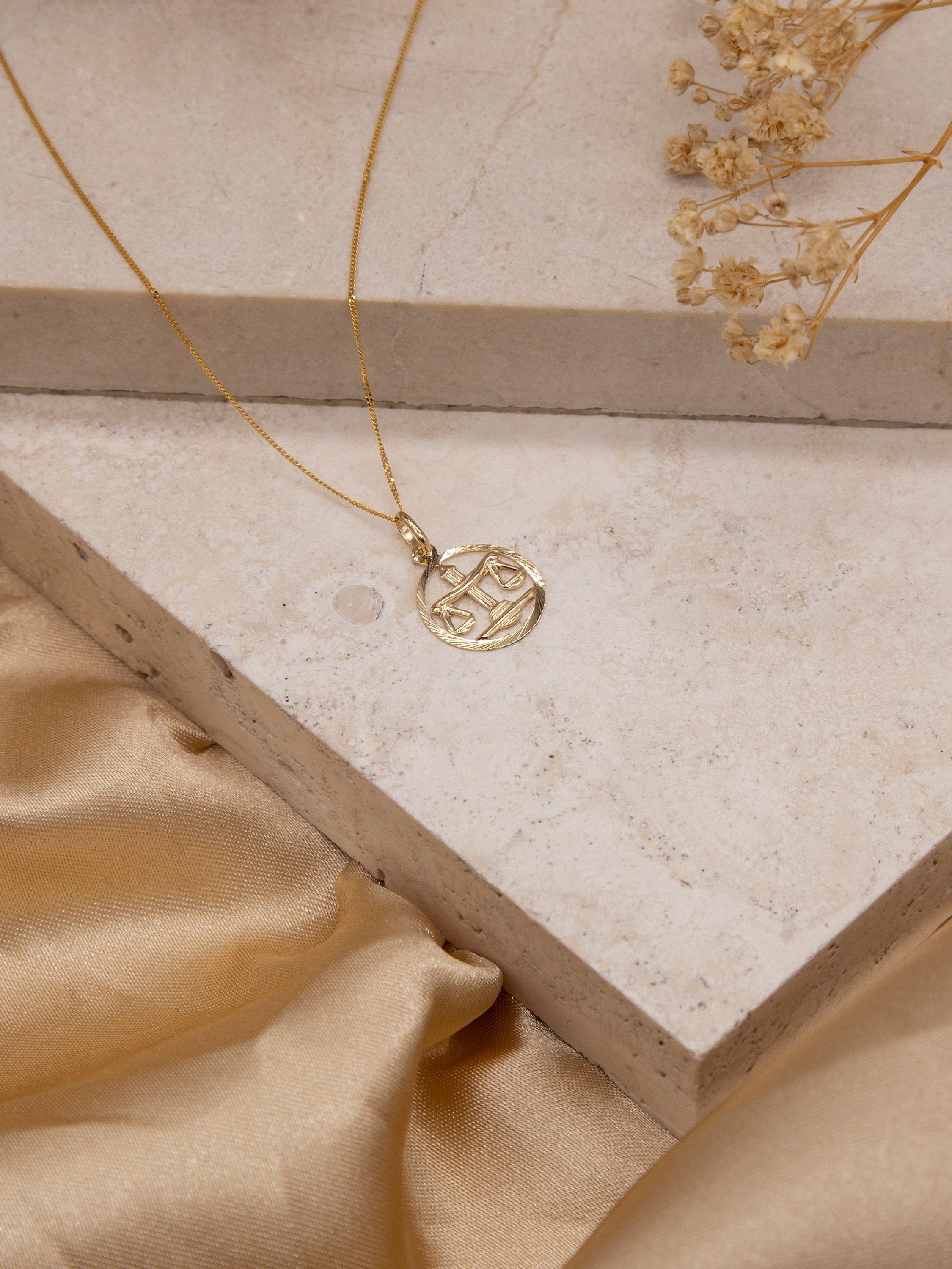 Product image 4 of 4, which shows IBB 9ct Yellow Gold Zodiac Necklace, Libra