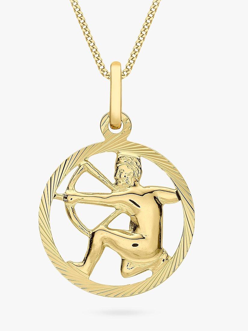 Product image 1 of 4, which shows IBB 9ct Yellow Gold Zodiac Necklace, Sagittarius