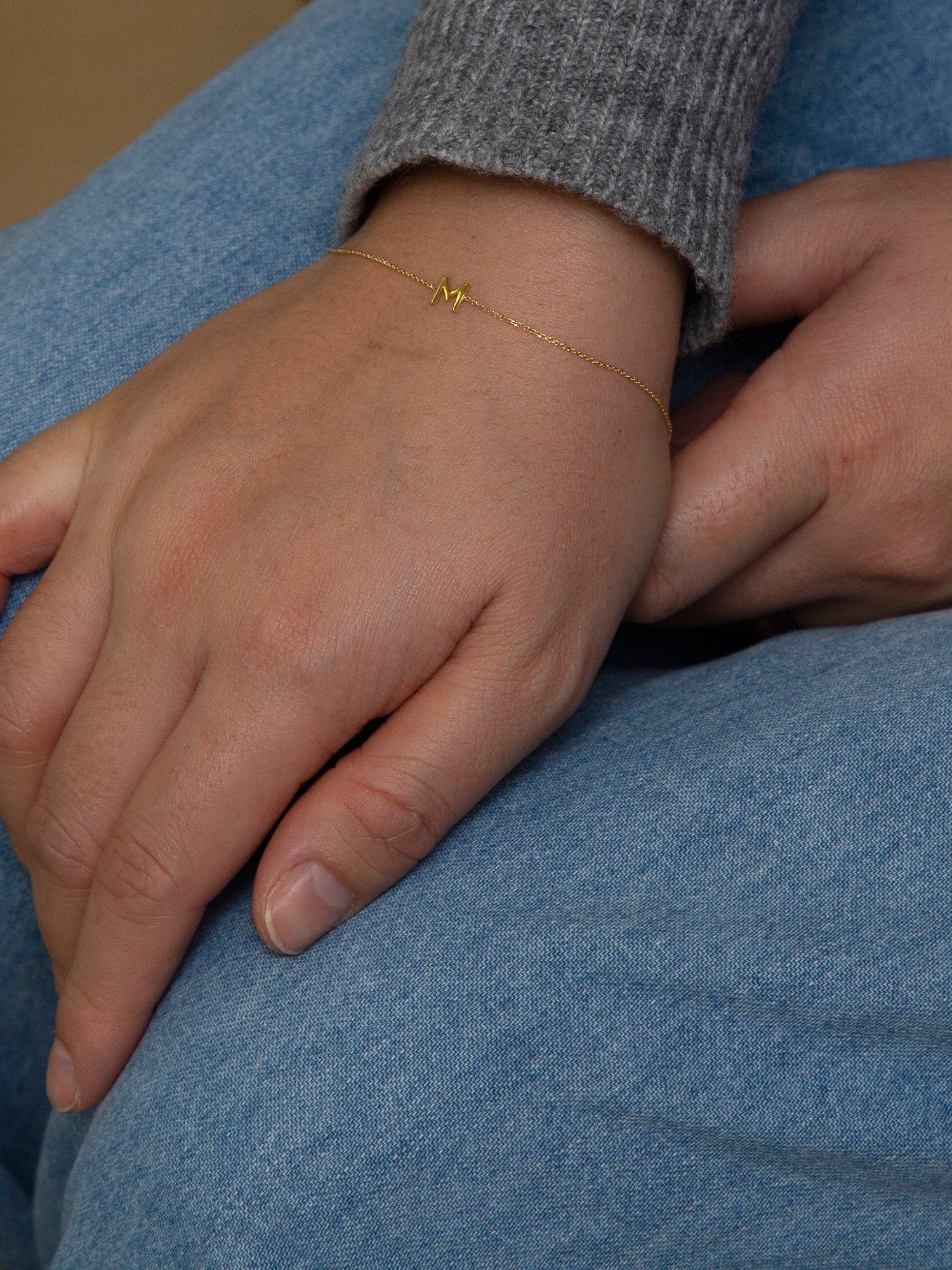 Product image 3 of 5, which shows IBB 9ct Yellow Gold Initial Bracelet, M