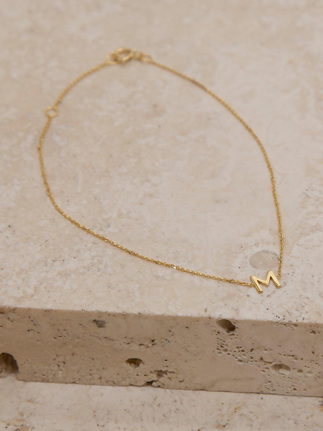 Product image 5 of 5, which shows IBB 9ct Yellow Gold Initial Bracelet, M