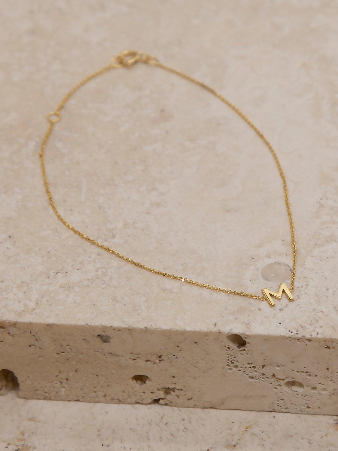 IBB 9ct Yellow Gold Initial Bracelet, M