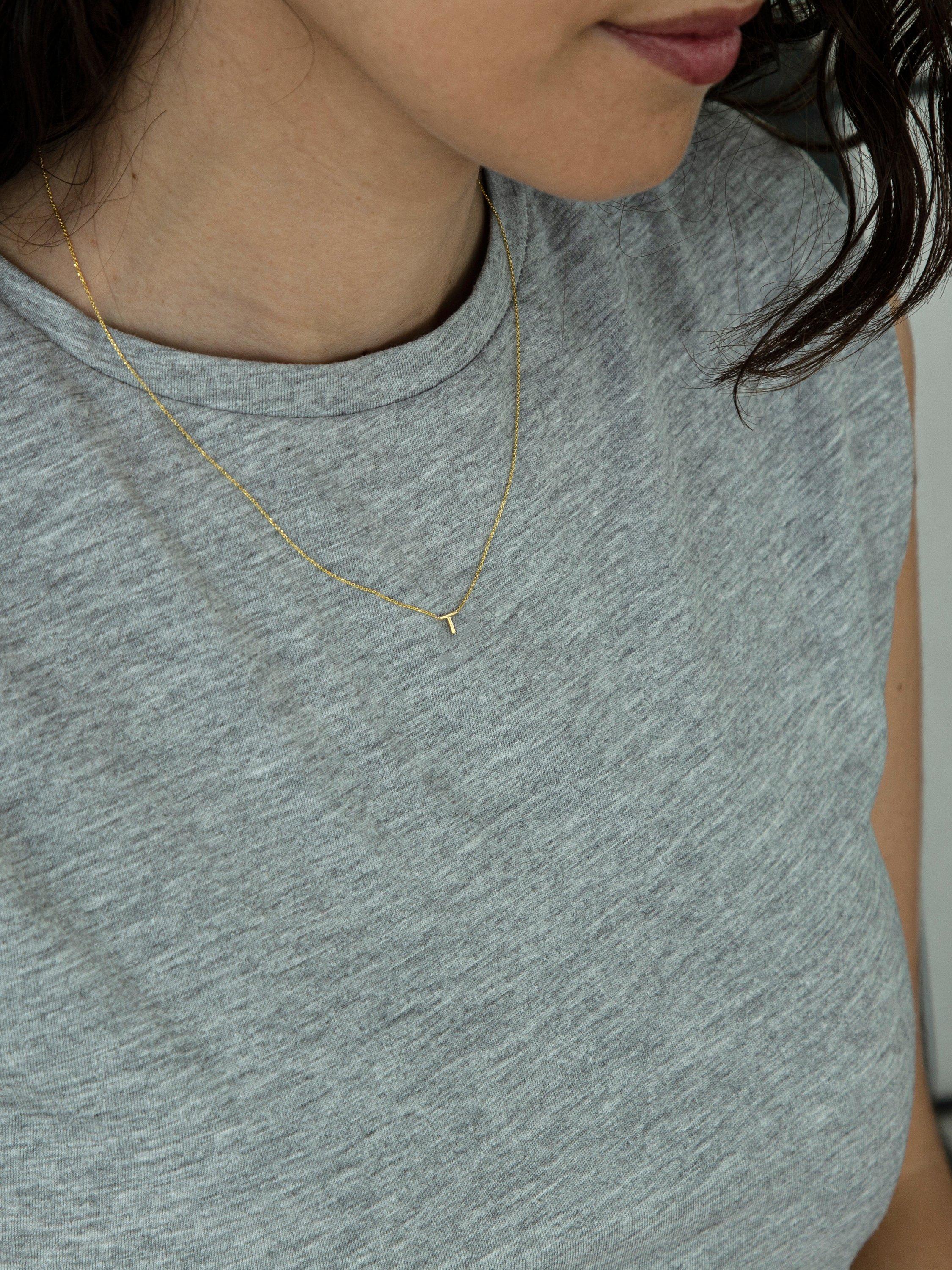 Product image 2 of 4, which shows IBB 9ct Yellow Gold Initial Necklace, T