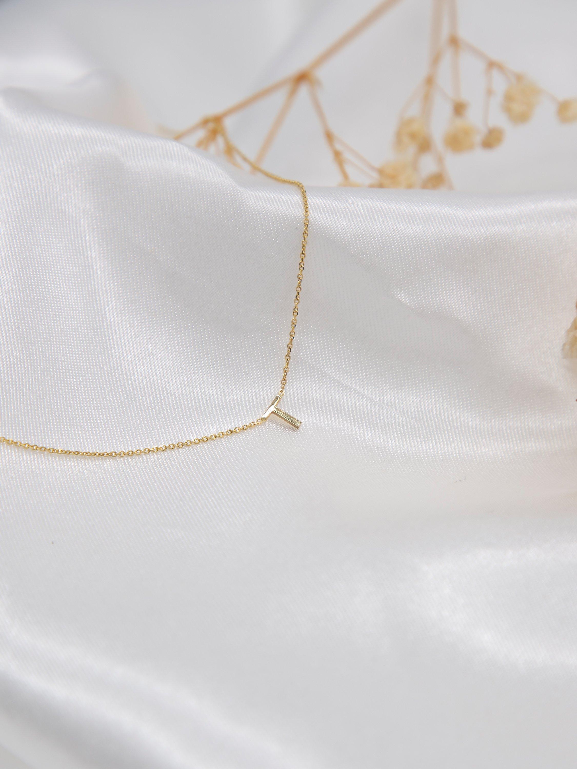 Product image 4 of 4, which shows IBB 9ct Yellow Gold Initial Necklace, T