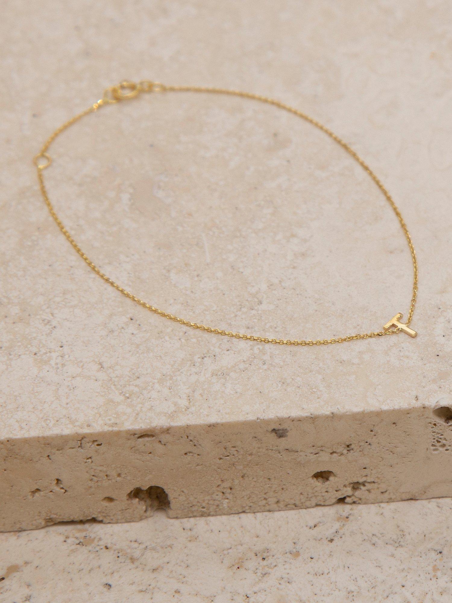Product image 5 of 5, which shows IBB 9ct Yellow Gold Initial Bracelet, T