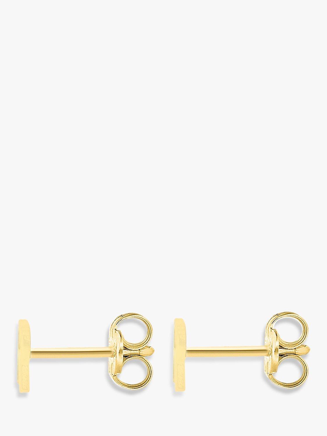 Product image 3 of 4, which shows IBB 9ct Gold Initial Stud Earrings, R