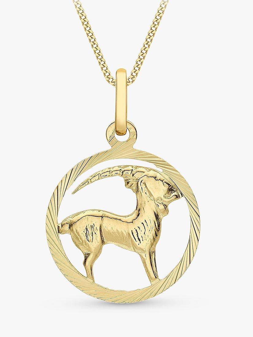 Product image 1 of 4, which shows IBB 9ct Yellow Gold Zodiac Necklace, Capricorn