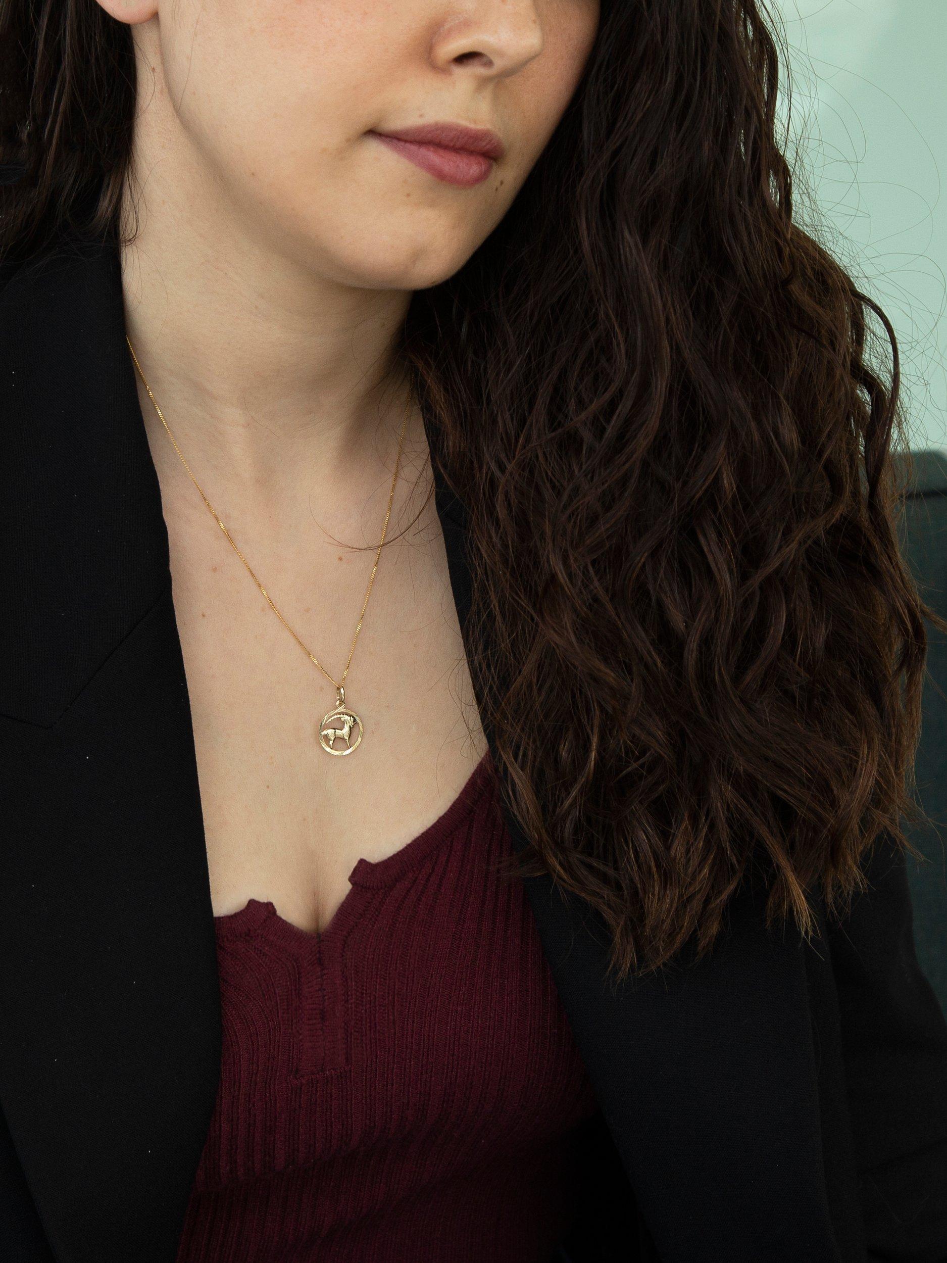 Product image 2 of 4, which shows IBB 9ct Yellow Gold Zodiac Necklace, Capricorn