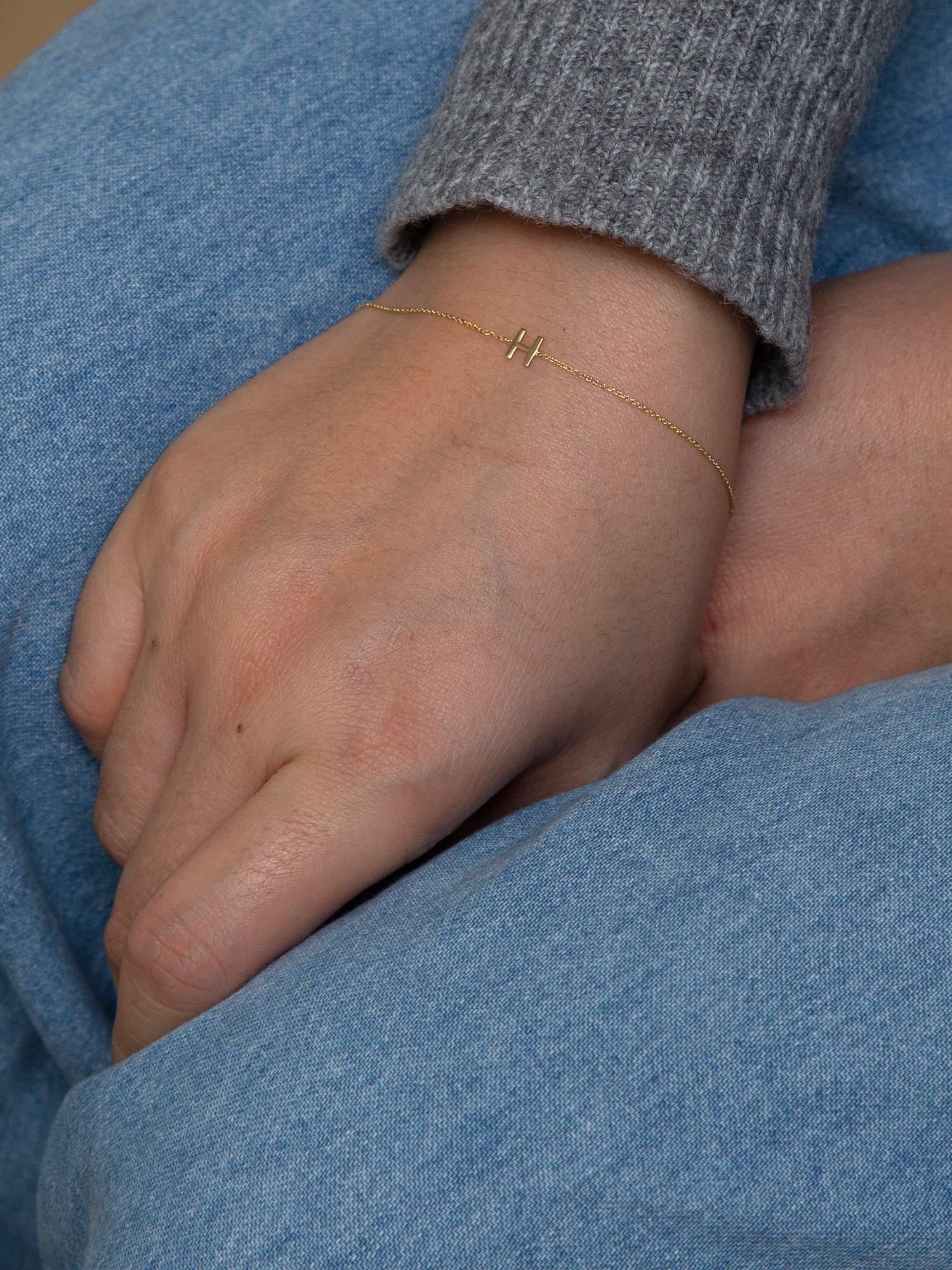 Product image 3 of 5, which shows IBB 9ct Yellow Gold Initial Bracelet, H