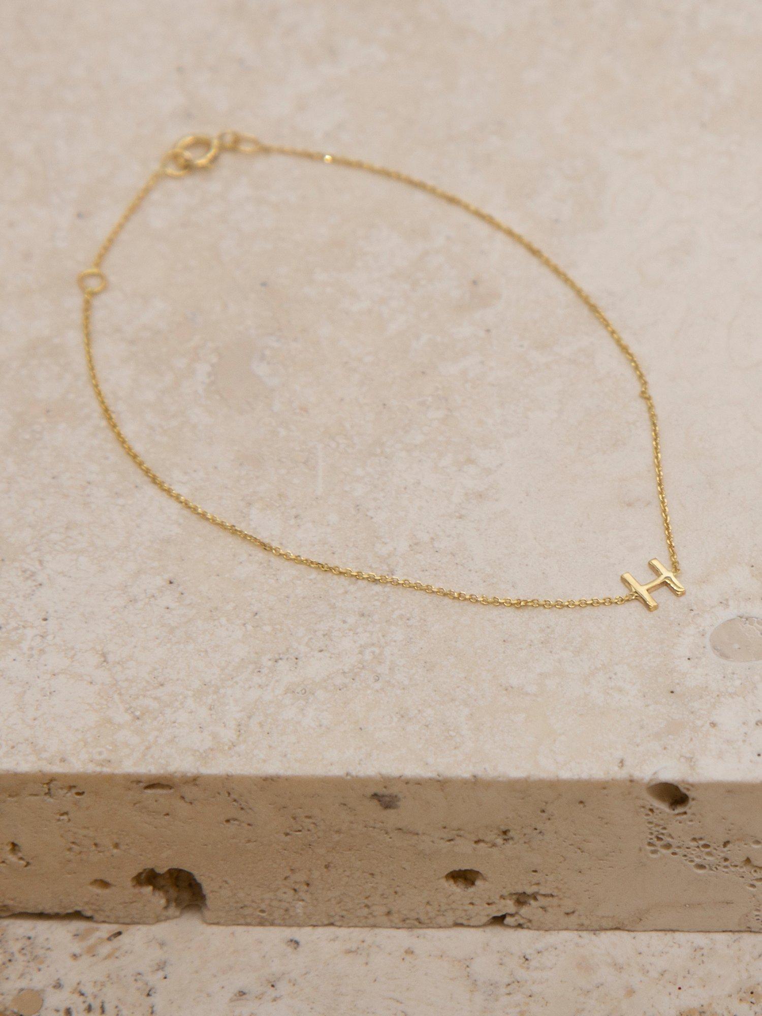 Product image 5 of 5, which shows IBB 9ct Yellow Gold Initial Bracelet, H