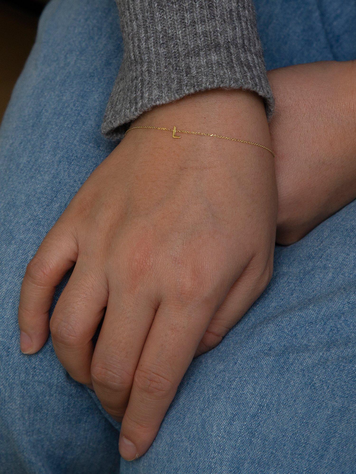 Product image 3 of 5, which shows IBB 9ct Yellow Gold Initial Bracelet, L