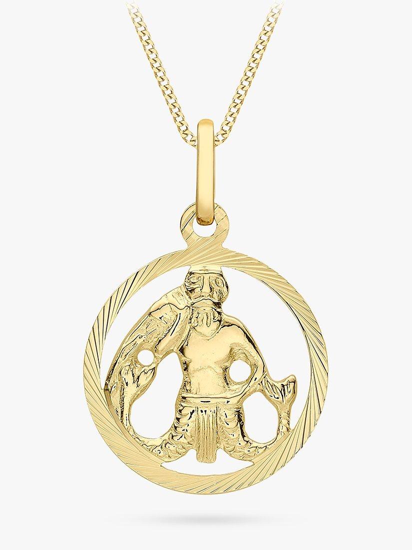 Product image 1 of 4, which shows IBB 9ct Yellow Gold Zodiac Necklace, Aquarius