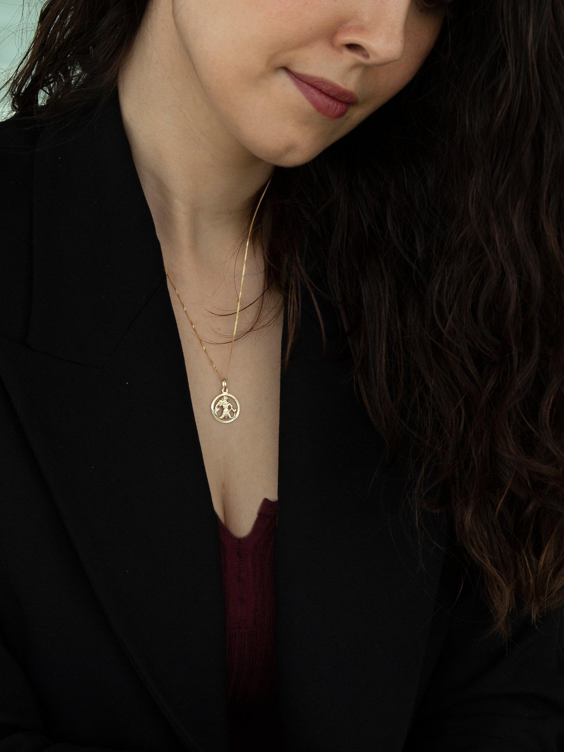 Product image 2 of 4, which shows IBB 9ct Yellow Gold Zodiac Necklace, Aquarius