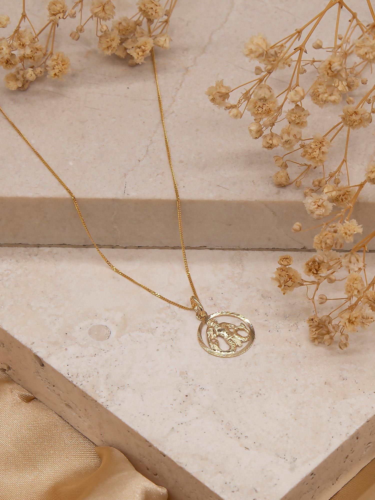 Product image 4 of 4, which shows IBB 9ct Yellow Gold Zodiac Necklace, Aquarius