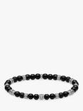 THOMAS SABO Men's Rebel Obsidian Beaded Bracelet, Black/Silver