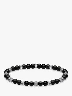 THOMAS SABO Men's Rebel Obsidian Beaded Bracelet, Black/Silver, Black/Silver