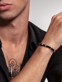 THOMAS SABO Men's Rebel Obsidian Beaded Bracelet, Black/Silver - view 2, Black/Silver