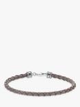 THOMAS SABO Men's Rebel Woven Nappa Leather Bracelet, Black/Silver