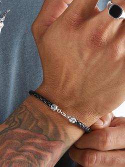 THOMAS SABO Men's Rebel Woven Nappa Leather Bracelet - view 2, Black/Silver