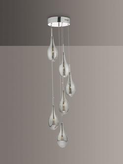 Där Seta 6 Glass Pendant Cluster Ceiling Light, Polished Chrome, Polished Chrome