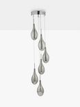 Där Seta 6 Glass Pendant Cluster Ceiling Light, Polished Chrome