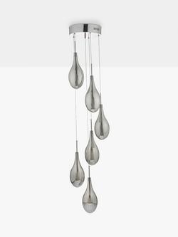 Där Seta 6 Glass Pendant Cluster Ceiling Light, Polished Chrome - view 2, Polished Chrome