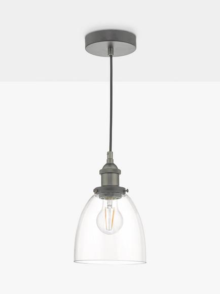 Där Arvin Glass Pendant Ceiling Light, Antique Chrome - view 2, Antique Chrome