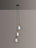 Där Deyon 3 Pendant Cluster Ceiling Light, Black/Copper