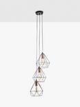 Där Deyon 3 Pendant Cluster Ceiling Light, Black/Copper