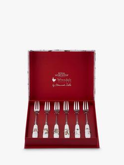 Wrendale Designs Animals Pastry Forks Gift-Boxed Set, Set of 6, White/Multi - view 2, White/Multi